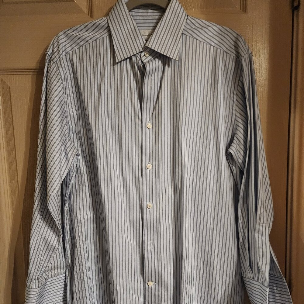 Ermenegildo Zegna French Cuff Dress Shirt 100% Cotton Size 39/15.5